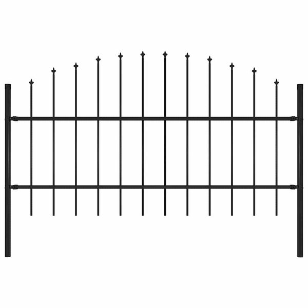 vidaXL Garden Fence with Spear Top Steel 71.3"x39.4" Black