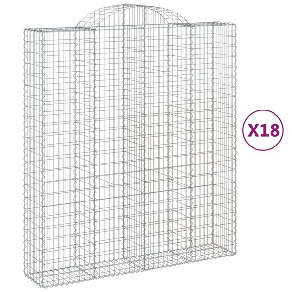 vidaXL Arched Gabion Baskets 18 pcs 78.7x19.7x220/240" Galvanised Iron