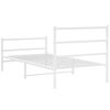 vidaXL Bed Frame White Powder-Coated Steel Twin Bed Frame Rectangular