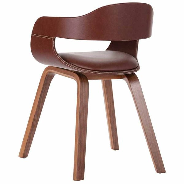 vidaXL Dining Chair Brown Faux leather (100% polyester), Bentwood Medium