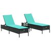 vidaXL Patio Sun Lounger Black lounger, Blue cushion