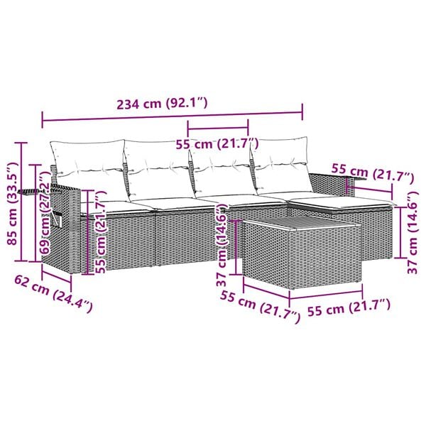 vidaXL Garden Sofa Set Black PE Rattan Large Modular Garden Sofa Set
