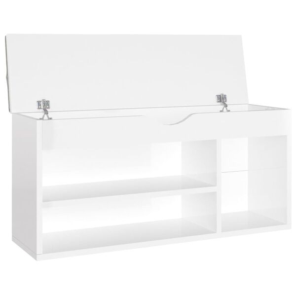 vidaXL Shoe Bench High gloss white Engineered wood 40.9 x 11.8 x 19.3 in