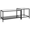 vidaXL Tea Table Set of 2 Black Tempered glass, powder-coated steel