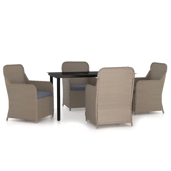 vidaXL Garden Dining Set Brown, dark grey, black