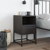 vidaXL Bedside Cabinet Black Steel Medium Bedside Cabinet Rectangular