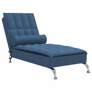 vidaXL Massage Chaise Lounge Blue Fabric (100% polyester) Single