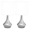 vidaXL Table Lamp Set of 2 White, Silver Metal with ED coating, Fabric