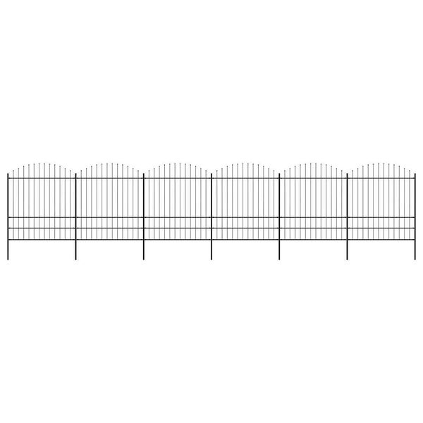 vidaXL Garden Fence with Spear Top Steel 421.3"x78.7" Black