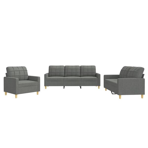 vidaXL Sofa Set Dark Grey Fabric (100% polyester), metal, textilene, plywood