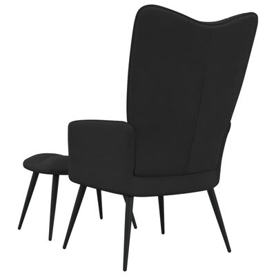 vidaXL Relaxing Chair with a Stool Black Velvet