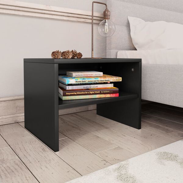 vidaXL Bedside Cabinet Set of 2 Black Engineered wood Small