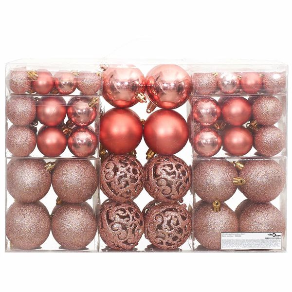 vidaXL Christmas Bauble Set of 100 Pink and Rose Polystyrene (PS)