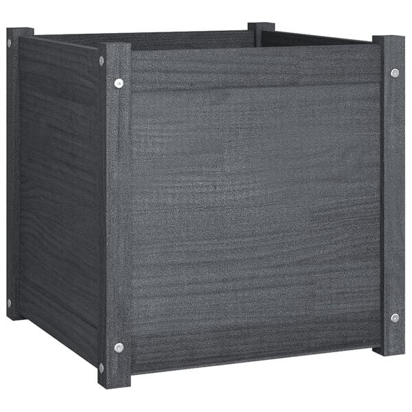 vidaXL Garden Planter Grey Solid pinewood Medium Tough Garden Planter