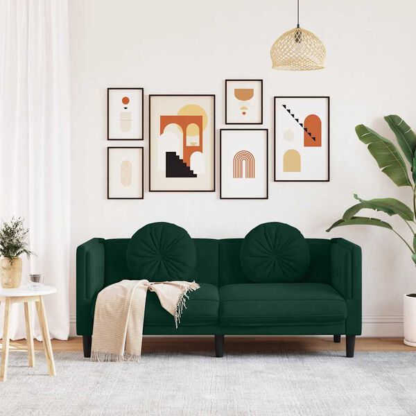 vidaXL Sofa Dark Green 100% polyester, plywood, solid wood