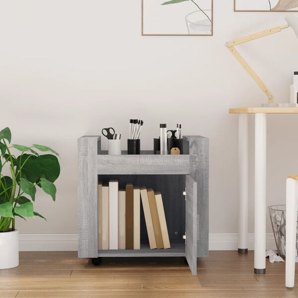 vidaXL Desk Trolley Grey Sonoma 23.6x17.7x23.6" Engineered Wood