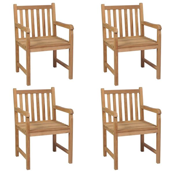 vidaXL Patio Chair Set of 4 Beige and Natural Teak