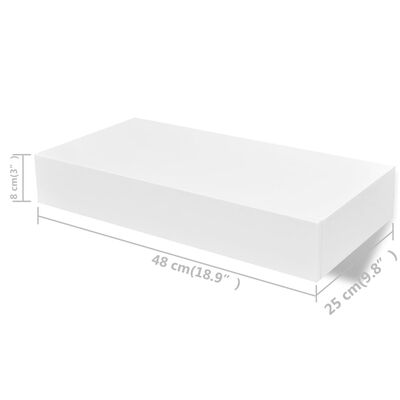 vidaXL Floating Wall Shelves with Drawers 2 pcs White 18.9"