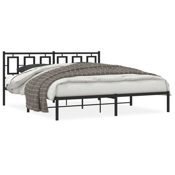 vidaXL Bed Frame Black Steel Full Bed Frame Rectangular Modern