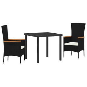 vidaXL Garden Dining Set with Cushion 5 pcs Black Poly rattan
