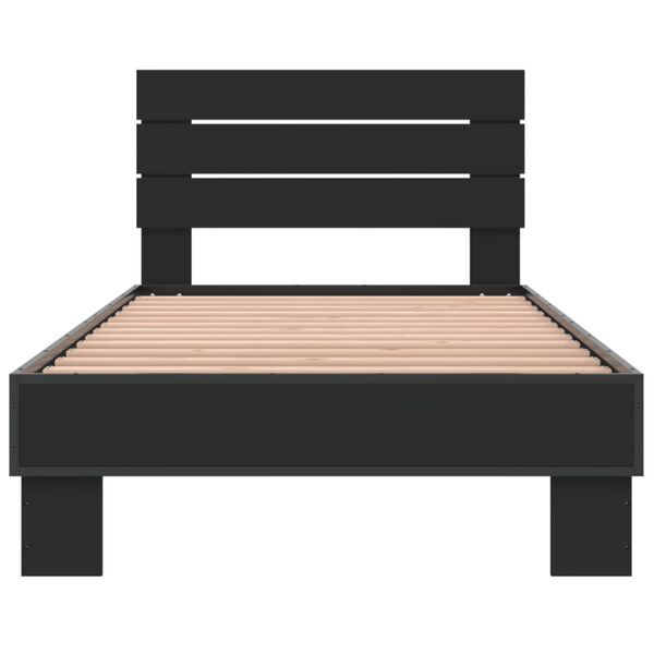 vidaXL Bed Frame Black Engineered wood Twin Durable Bed Frame