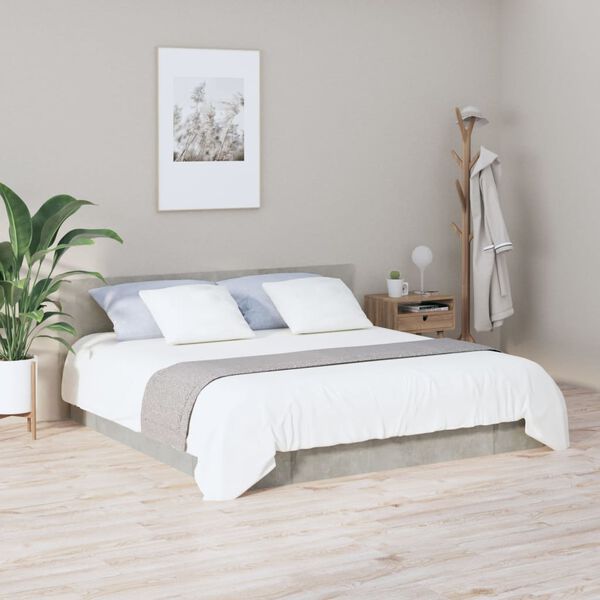 vidaXL Bed Headboard Concrete grey Engineered wood Double