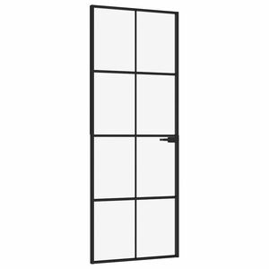 vidaXL Interior Door Black 29.9"x79.3" Tempered Glass&Aluminum Slim