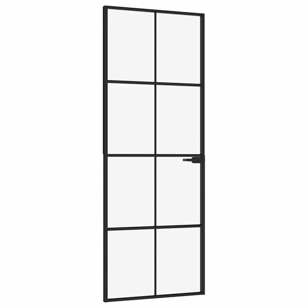 vidaXL Interior Door Black 29.9"x79.3" Tempered Glass&Aluminum Slim