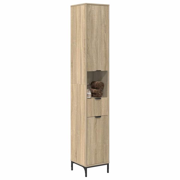 vidaXL Bathroom Cabinet with Door Sonoma Oak 12.40 x 12.99 x 74.80 in
