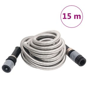 vidaXL Garden Hose Silver Stainless Steel 49.2 ft Lightweight