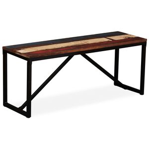 vidaXL Bench Multicolour Solid reclaimed wood, steel 43.3 x 13.8 x 17.7 in