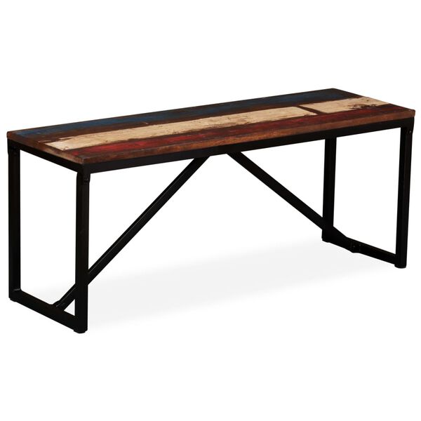 vidaXL Bench Multicolour Solid reclaimed wood, steel 43.3 x 13.8 x 17.7 in