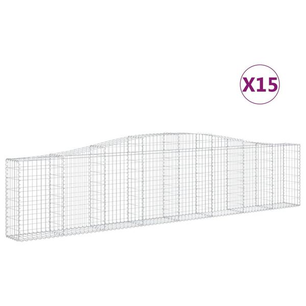 vidaXL Gabion Basket Set of 15 Silver Galvanized iron Large