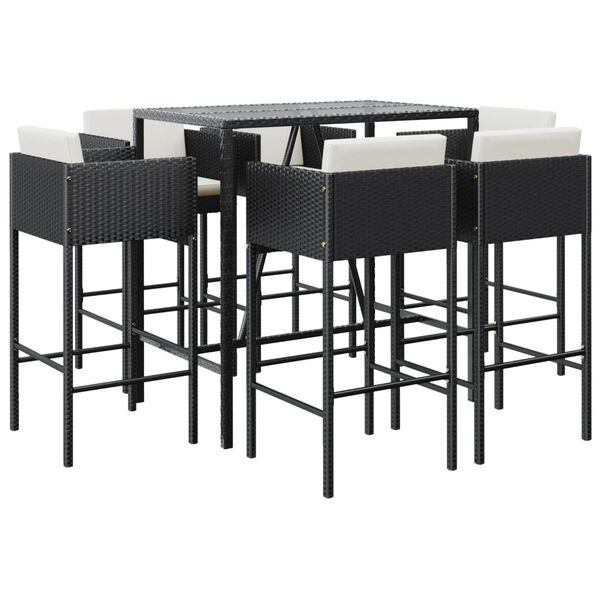 vidaXL Garden Bar Set Black and Cream White