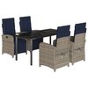 vidaXL Garden Dining Set Grey, Navy blue