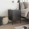vidaXL Bedside Cabinet Black Steel Medium Bedside Cabinet Rectangular