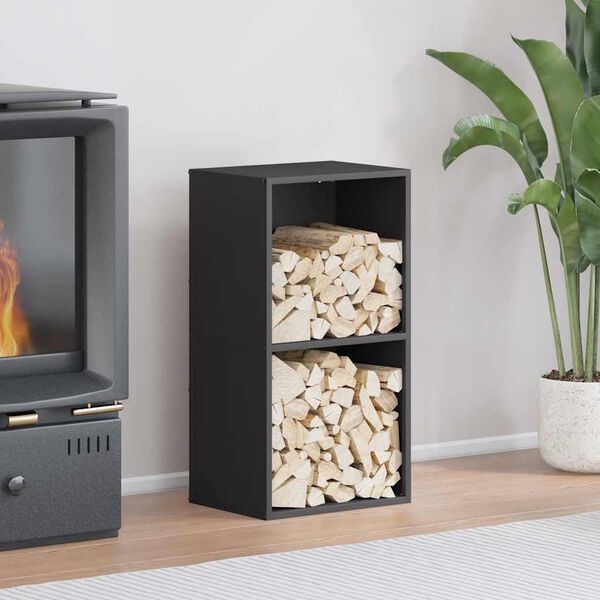 vidaXL Firewood Rack Black 15.7x11.8x29.5" Cold-rolled steel