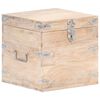 vidaXL Chest White Solid Acacia wood, Iron 15.7x15.7x15.7 in