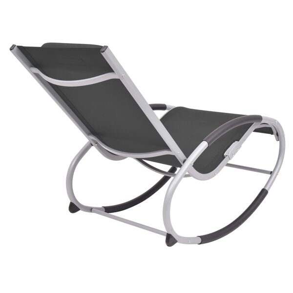 vidaXL Rocking Chair Black and Grey Aluminum, Textilene, Iron Standard