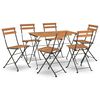 vidaXL Folding Bistro Set Natural wood and black
