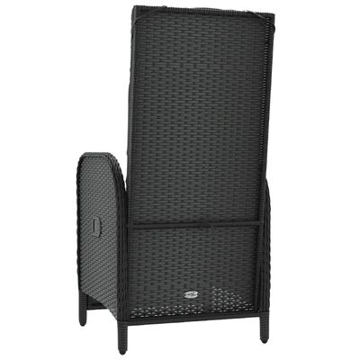 vidaXL Patio Reclining Chairs with Cushions 2 pcs Poly Rattan Black