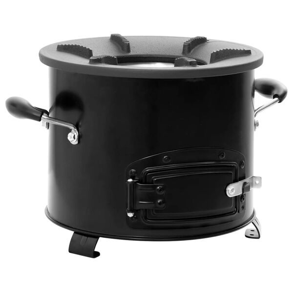 vidaXL Camping Wood Stove Black 14.2x10.2x8.9" Metal