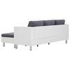 vidaXL Sofa White Faux Leather, Polyester, Wooden Slats, Chrome-Plated Iron