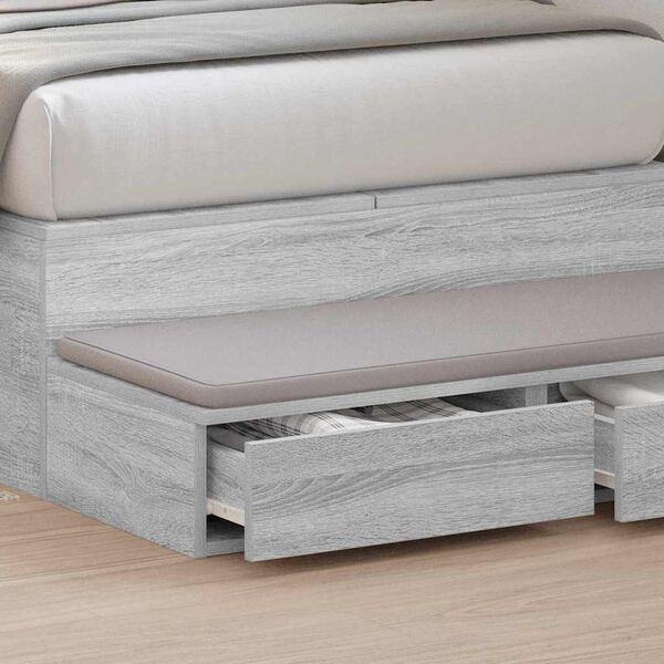 vidaXL Bed Drawers Grey Sonoma 31.50 x 14.37 x 6.50 in Engineered Wood