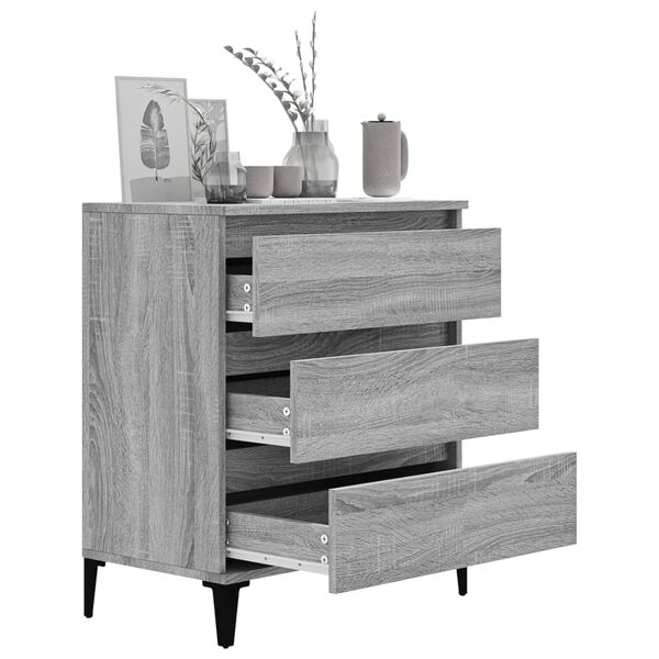 vidaXL Sideboard Grey sonoma Engineered wood, metal Medium Sideboard