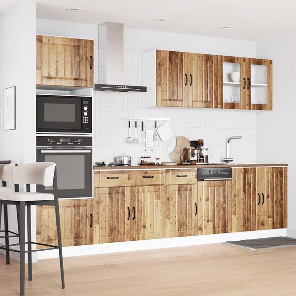 vidaXL Kitchen Cabinet Set Old wood Engineered wood and glass Large