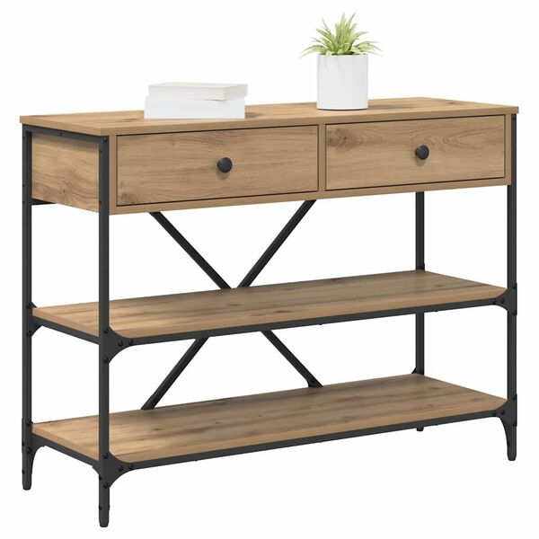 vidaXL Console Table with Drawer Brown 39.37 x 13.58 x 29.53 in Wood