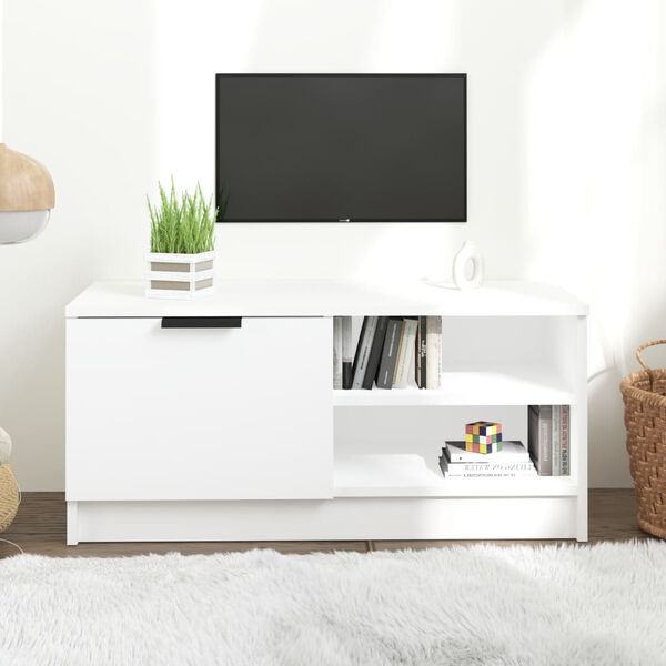 vidaXL TV Cabinet White Engineered wood medium TV Cabinet Rectangular