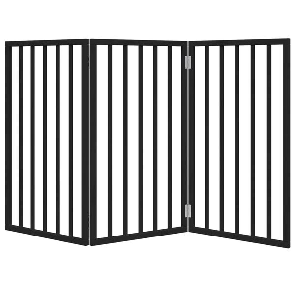 vidaXL Dog Gate Foldable 3 Panels Black 59.1 " Poplar Wood