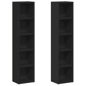 vidaXL CD Cabinet Set of 2 Black Engineered wood 36.8 in CD Cabinet